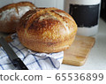 fresh loaf of homemade bread, food closeup 65536899