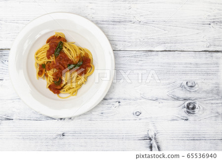 still life with spaghetti with tomato sauce and still life with spaghetti with tomato sauce and 65536940