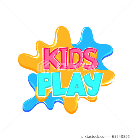 Kids zone comic text badge on splash sticker. Kids zone comic text badge on splash sticker. 65540895