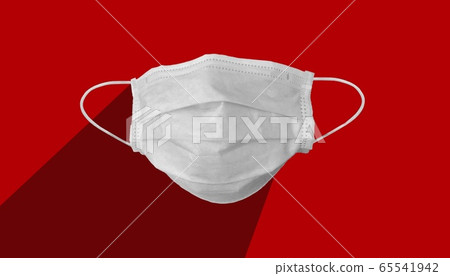 Medical mask for corona or covid-19 virus ,safety breathing masks for virus inflection,isolated on red background with long shadow, health protection concept,cover mouth to prevent virus,pollution Medical mask for corona or covid-19 virus ,safety breathing masks for virus inflection,isolated on red background with long shadow, health protection concept,cover mouth to prevent virus,pollution 65541942