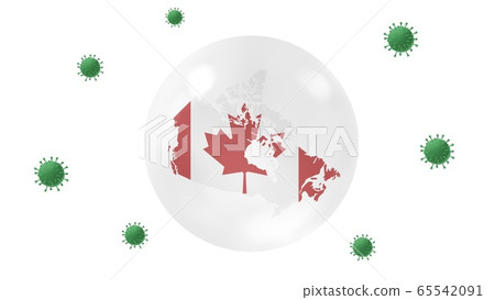 Canada  map inside crystal ball  protect from corona virus,stay at  home,work for home, overcome virus outbreak,virus protection concept,on white background, isolate 65542091