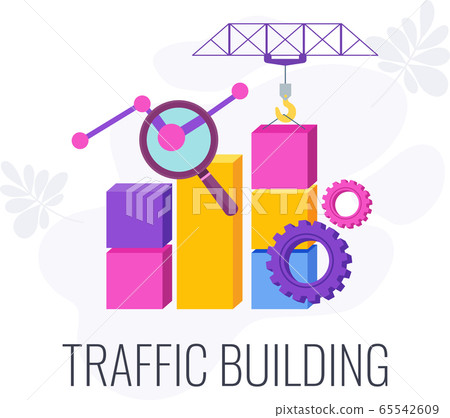 Internet traffic building infographic pictogram. Flat vector illustration 65542609