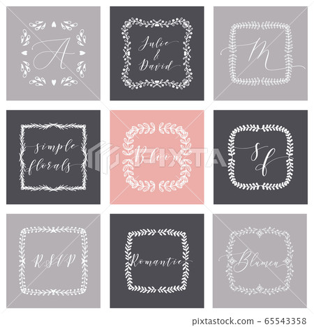 Floral Frame or Monogram Hand Drawn Elements set. 65543358