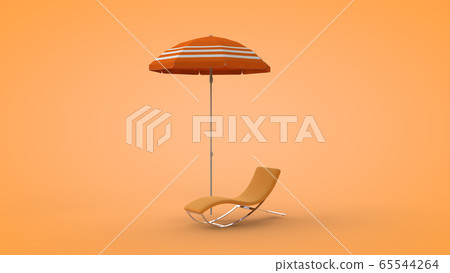 Beach Deck Chair And Umbrella On Sand Background Stock Illustration 65544264 Pixta