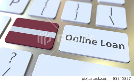 Online Loan text and flag of Latvia on the keyboard. Modern credit related conceptual 3D rendering Online Loan text and flag of Latvia on the keyboard. Modern credit related conceptual 3D rendering 65545857