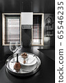 Harmonious interior design of a black room with black furniture 65546235
