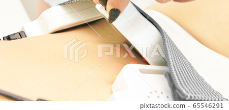 Laser lipo equipment. Cosmetic fat reduce treatment. Woman in medicine salon. Anti cellulite procedure Laser lipo equipment. Cosmetic fat reduce treatment. Woman in medicine salon. Anti cellulite procedure 65546291