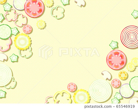 圓切的夏季蔬菜插圖背景 圓切的夏季蔬菜插圖背景 65546919