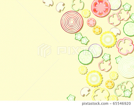 圓切的夏季蔬菜插圖背景 圓切的夏季蔬菜插圖背景 65546920