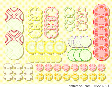 Illustration background of round sliced summer vegetables Illustration background of round sliced summer vegetables 65546921
