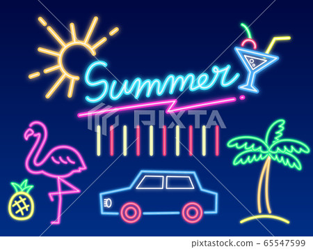 多彩的霓虹燈避暑勝地集 65547599