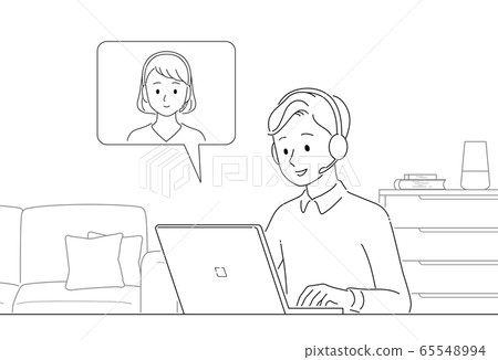 Man chatting with a woman on telework 65548994
