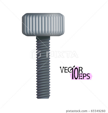 Metal realistic bolt with a grey knurled head Metal realistic bolt with a grey knurled head 65549260