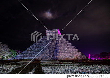 Mexico Chichen Itza Ruins Illuminated Night Show 65549983