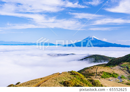 （靜岡縣）富士山早晨雲海中的駿河灣 65552625