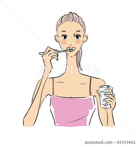 長得漂亮的女人刷牙 長得漂亮的女人刷牙 65553401