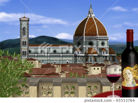 Duomo and wine illustration Duomo and wine illustration 65553764