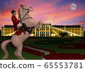 Austria Illuminated Schoenbrunn Palace and horseback riding illustration 65553781