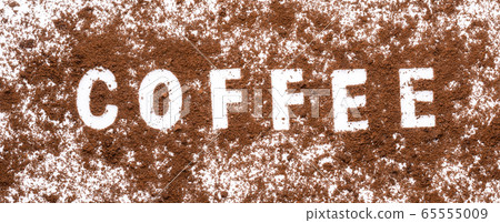 Ground coffee from coffee machine isolated on Ground coffee from coffee machine isolated on 65555009