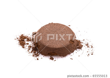 Ground coffee from coffee machine isolated on 65555013