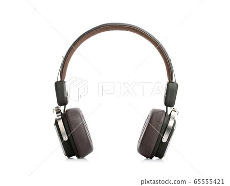 New black modern headphone isolated on white New black modern headphone isolated on white 65555421
