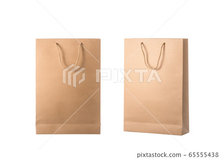 New blank brown paper bag for shopping. Studio New blank brown paper bag for shopping. Studio 65555438