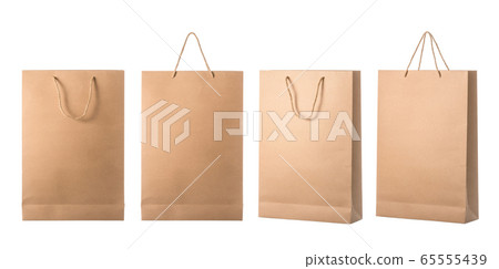 Set of new blank brown paper bag for shopping. Set of new blank brown paper bag for shopping. 65555439