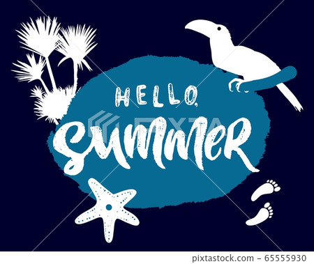 Hello summer hand lettering phrase on spot. Vector 65555930