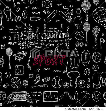 Sport doodle seamless background seamless pattern. 65559636