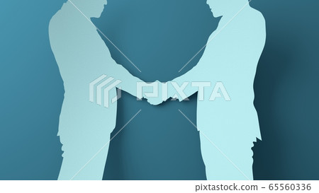Handshake of businessman in paper craft style 65560336