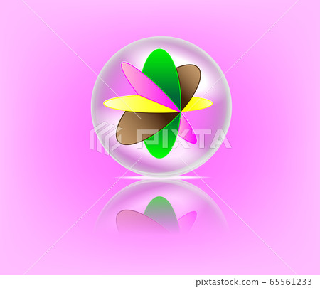 Colorful marble ball and reflection Colorful marble ball and reflection 65561233