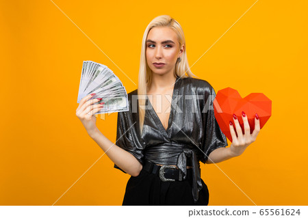 European girl received a cash gift for Valentine's Day European girl received a cash gift for Valentine's Day 65561624