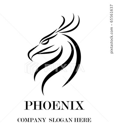 Black line vector logo of phoenix head . It shows power and strength. Black line vector logo of phoenix head . It shows power and strength. 65561637
