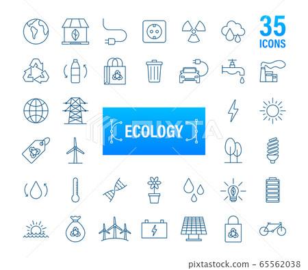 Set ecology, nature. Solar power. Save planet. Vector stock illustration. 65562038