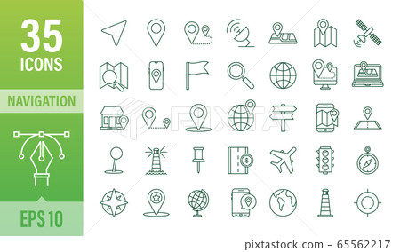 Navigation and Map line icons set. Vector stock illustration. Navigation and Map line icons set. Vector stock illustration. 65562217