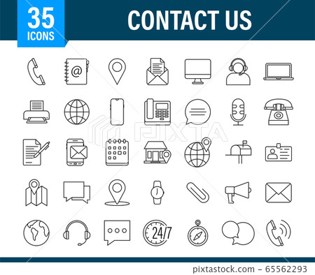 Trendy icon with contact us Thin line business icon set. for web design. Vector stock illustration. Trendy icon with contact us Thin line business icon set. for web design. Vector stock illustration. 65562293