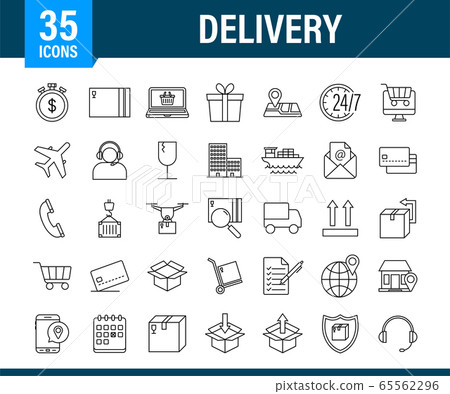 Set with delivery icon. Delivery service. Fast courier. Truck icon set. Vector stock illustration. 65562296