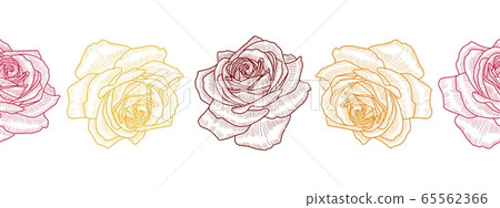 Abstract pattern of floral rows. Flowers and grass 65562366