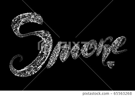 The word inscription is smoke made by luminous round particles isolated on a black background The word inscription is smoke made by luminous round particles isolated on a black background 65563268