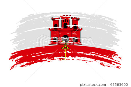 Gibraltar torn flag in grunge brush stroke, vector Gibraltar torn flag in grunge brush stroke, vector 65565600
