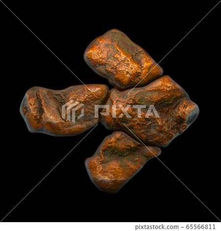 Rocky symbol right arrow. Font of stone on black background. 3d Rocky symbol right arrow. Font of stone on black background. 3d 65566811