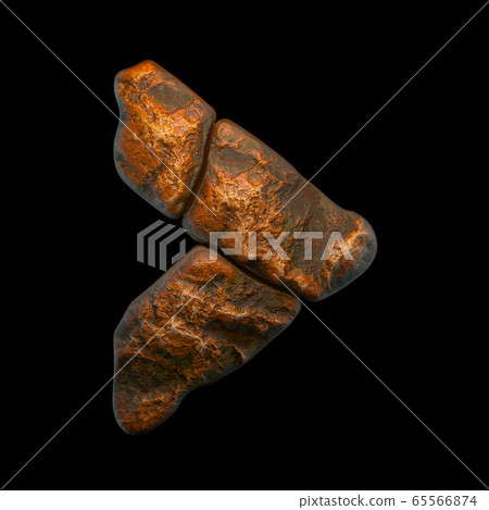 Rocky symbol right angle bracket. Font of stone on black background. 3d Rocky symbol right angle bracket. Font of stone on black background. 3d 65566874