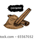 Cinnamon Stick and Dried on iSolated White 65567032