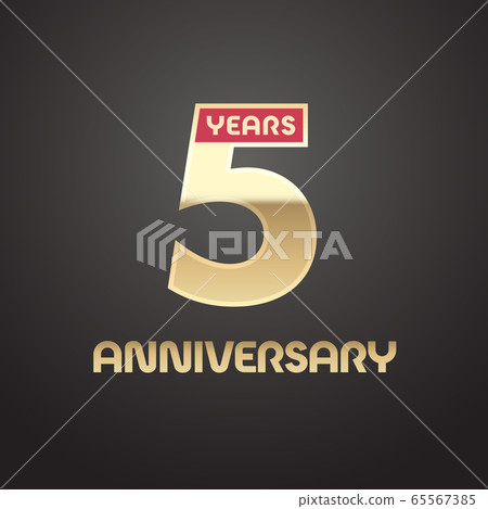 5 years anniversary vector logo, icon. Graphic symbol with golden number 65567385