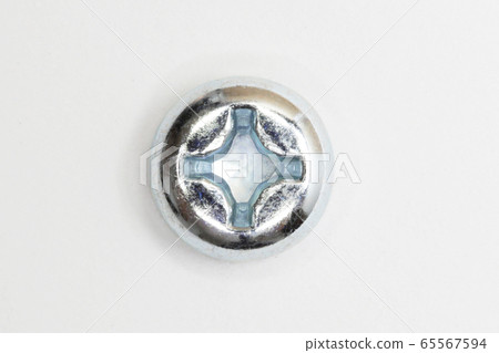 Pan head machine screw with cross hole close-up of the head 65567594