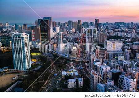 Tokyo dusk buildings from Tokyo Tower Tokyo dusk buildings from Tokyo Tower 65567773