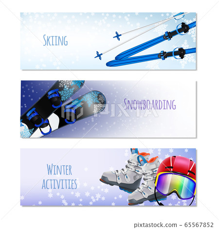 Winter Activities Realistic Banners 65567852