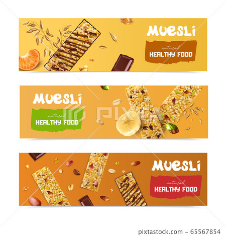 Muesli Healthy Food Banners 65567854