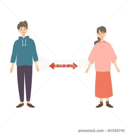 [New lifestyle] Illustration of men and women taking a distance 65568745