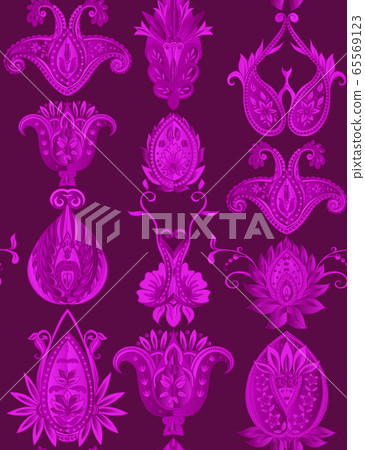 Seamless pattern, background with traditional paisley. Seamless pattern, background with traditional paisley. 65569123